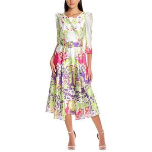 Carla Ruiz Floral Midi Dress with Belt. Sz.18 (EU 50) NWT